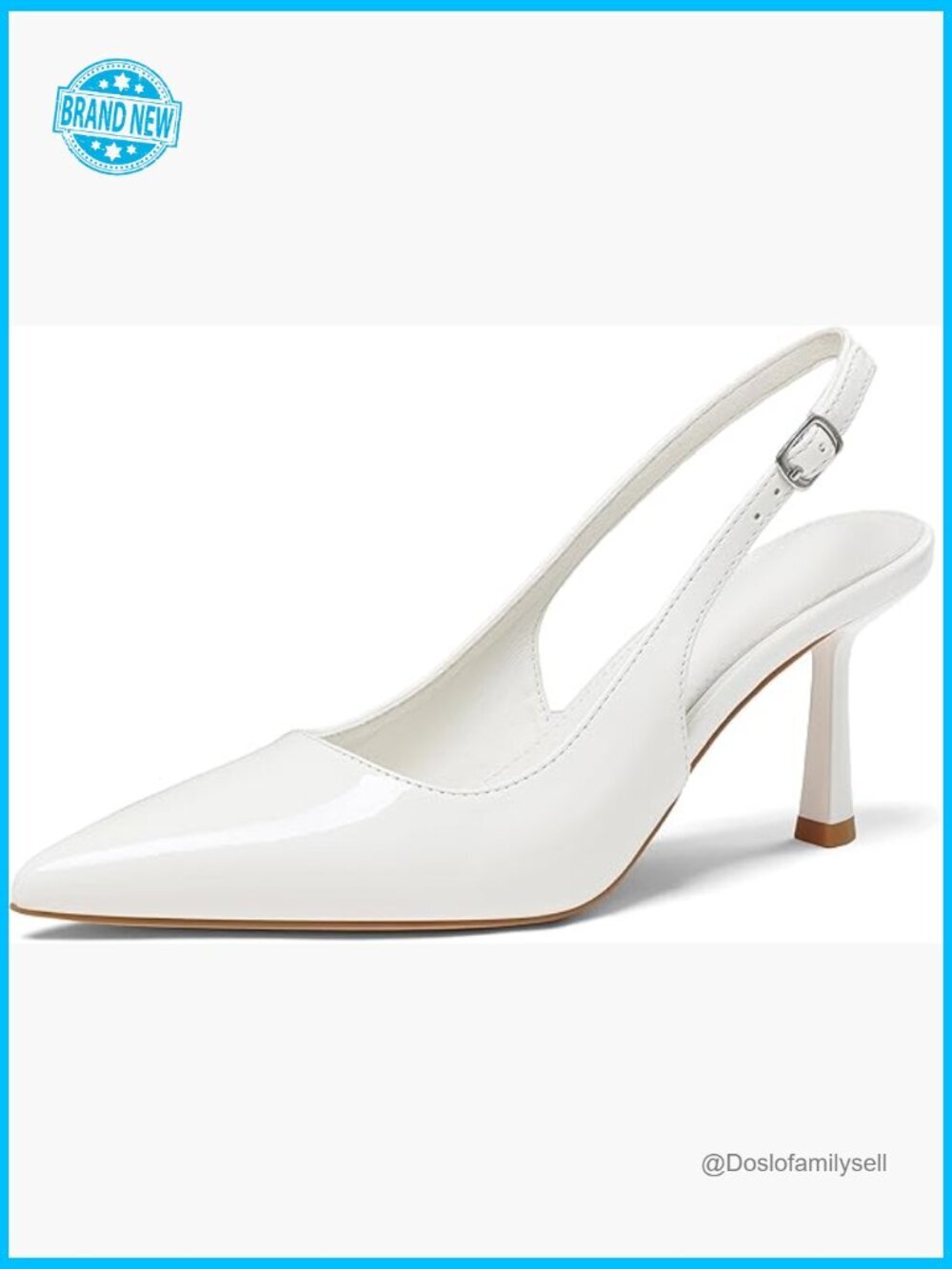 Slingback Kitten Heel Pumps Closed Pointed Toe Adjustable Buckle Dress Shoes